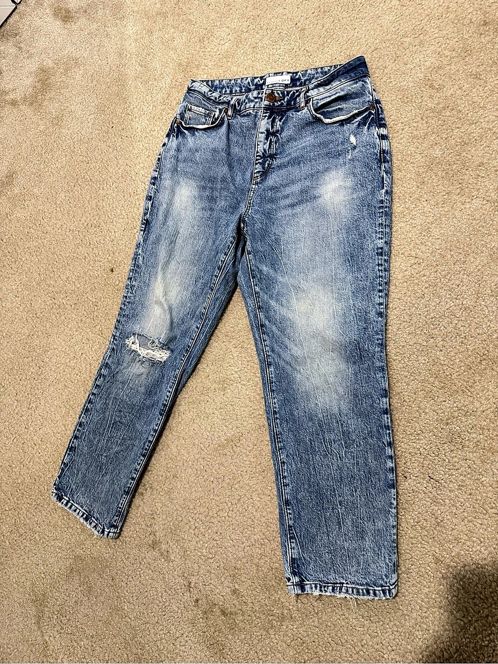 Curvy High Waist Straight Crop Distressed Jeans